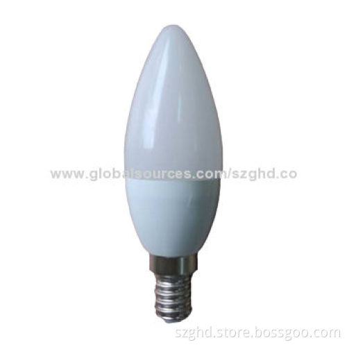 LED Candle Bulb, E14, 3W, Made of Plastic + Glass